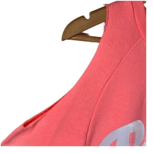 PINK Victoria’s Secret Cold Shoulder Sweatshirt Tank Coral Logo Graphic XS - Picture 4 of 11